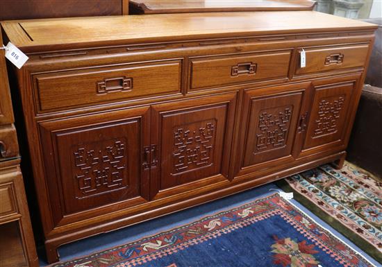 A large Chinese hardwood side cabinet W.158cm